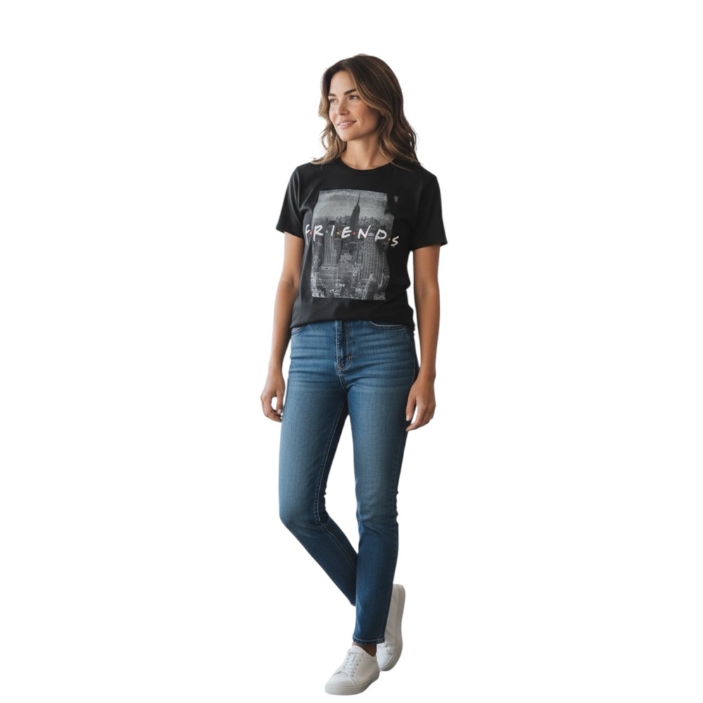 FRIENDS Unisex Cotton Black T-Shirt Size Medium